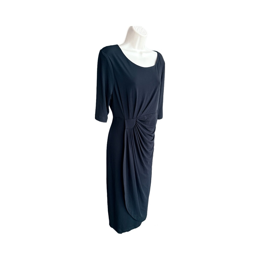 Connected Plus Size Side Drape, Sarong Sheath Dress. Black, Size 16. NWT - Picture 3 of 9